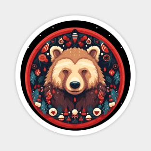 Grizzly Bear in Ornmament , Love Bears Magnet